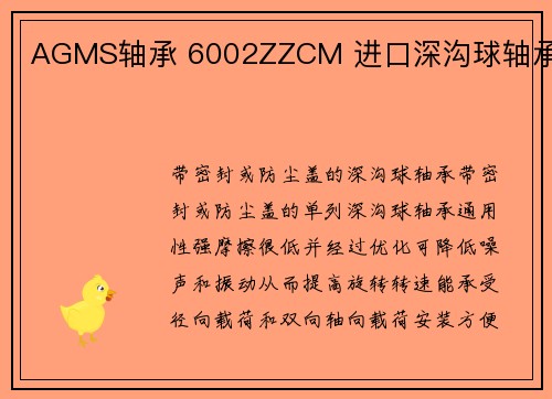 AGMS轴承 6002ZZCM 进口深沟球轴承