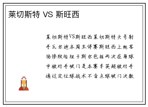 莱切斯特 VS 斯旺西