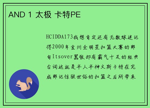 AND 1 太极 卡特PE